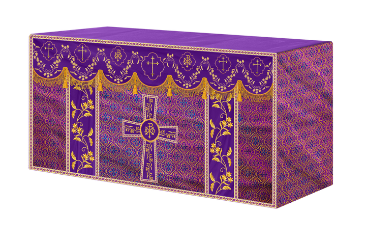 Altar Table Cloth With Floral Embroidery trims