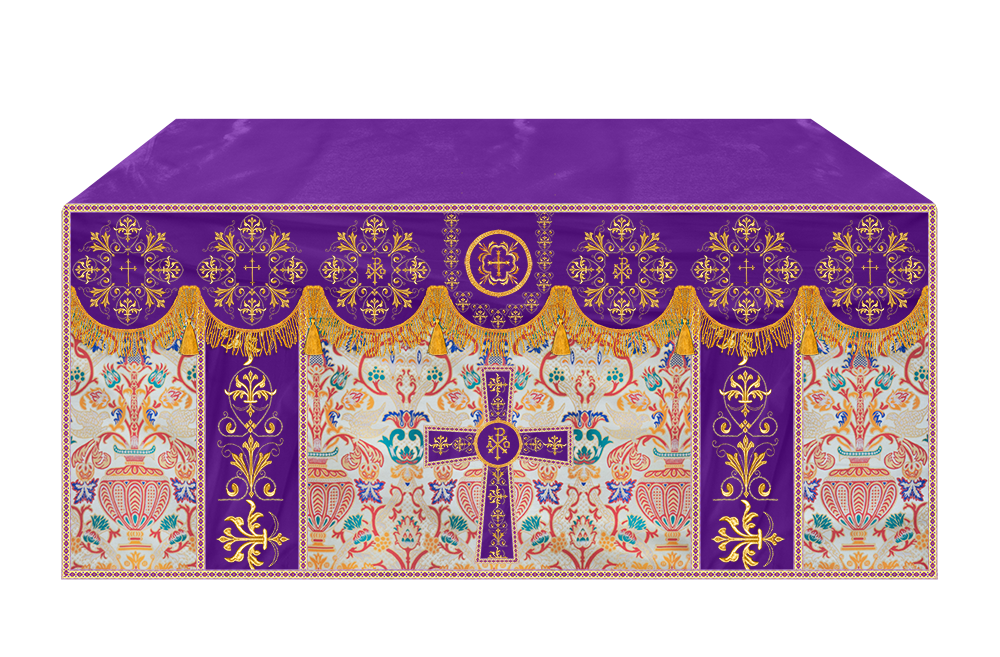 Liturgical Tapestry Altar Cloth with a Fine Embroidered Motif