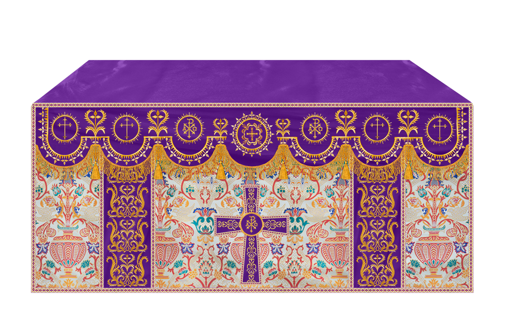 Tapestry Altar Cloth with Elegant Embroidered Trims