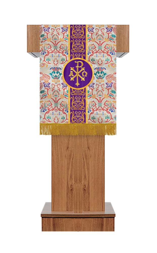 Embroidered Tapestry Pulpit/Lectern with intricate Trim