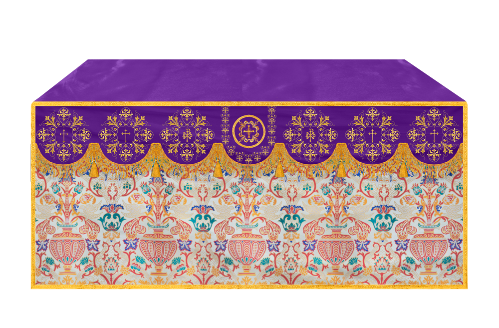 Tapestry Altar Cloth with Braided Embroidered Trims