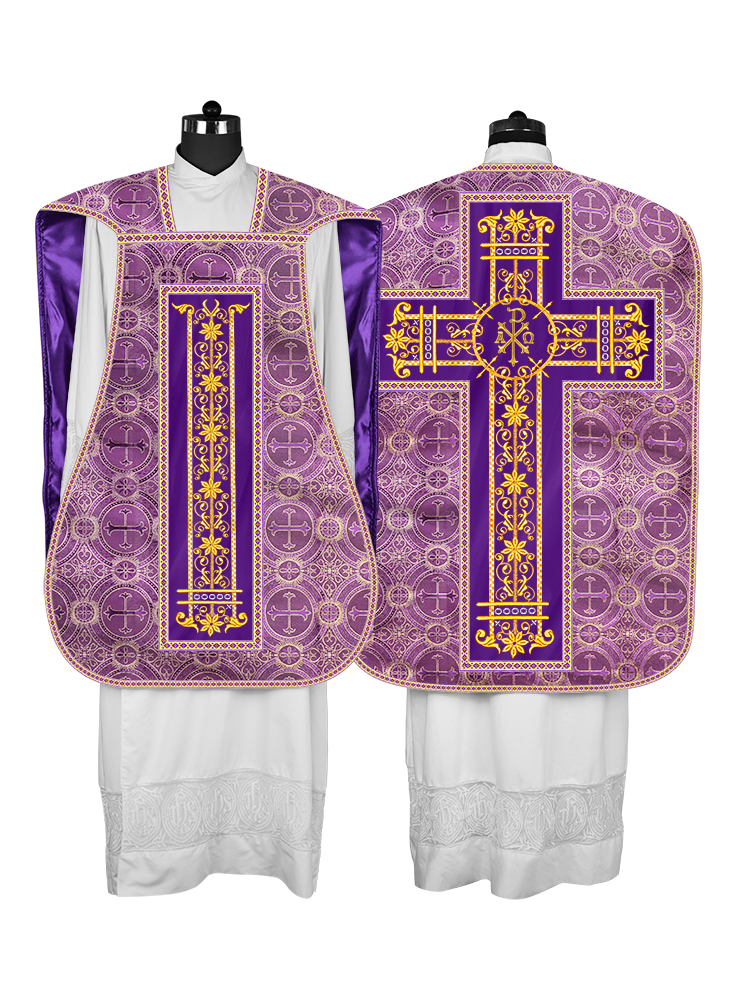 Roman Chasuble Vestment Enhanced With Orphrey and Trims