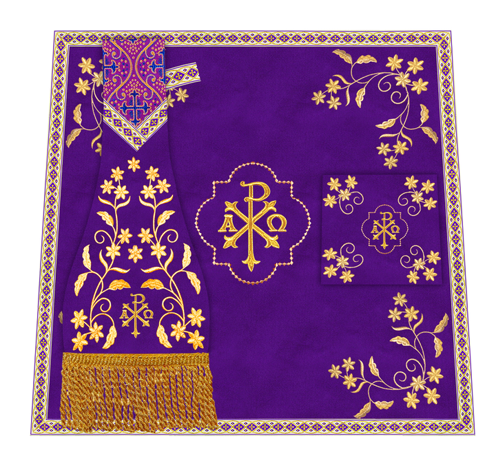 Roman Chasuble Vestment With Floral Design and Trims