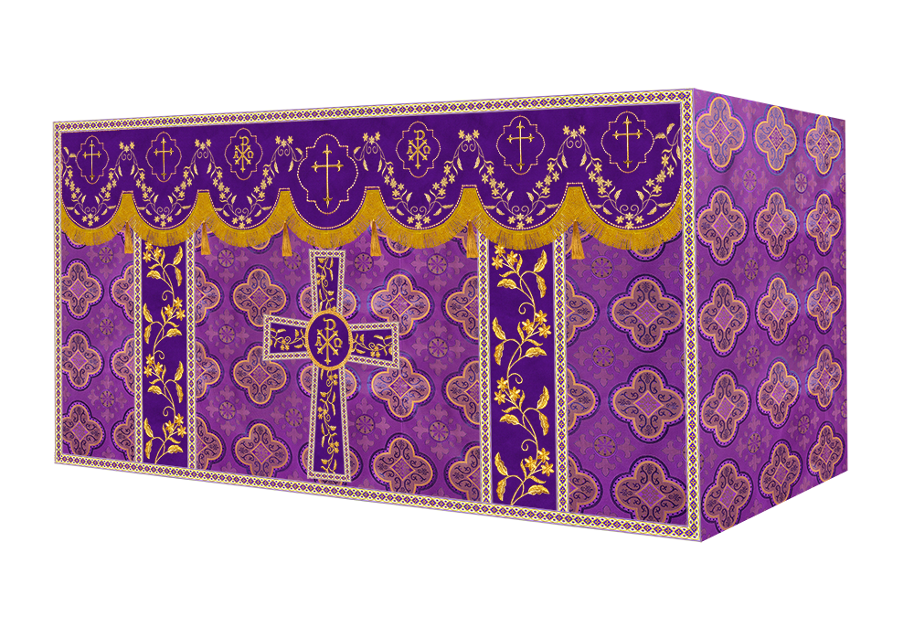 Altar Table Cloth With Floral Embroidery trims