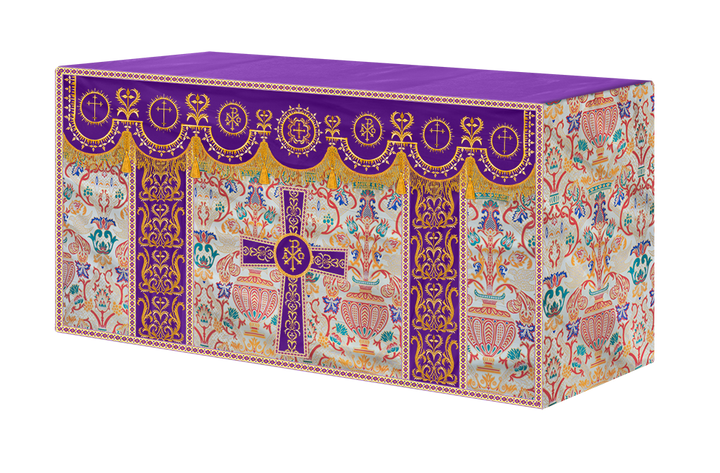 Tapestry Altar Cloth with Elegant Embroidered Trims