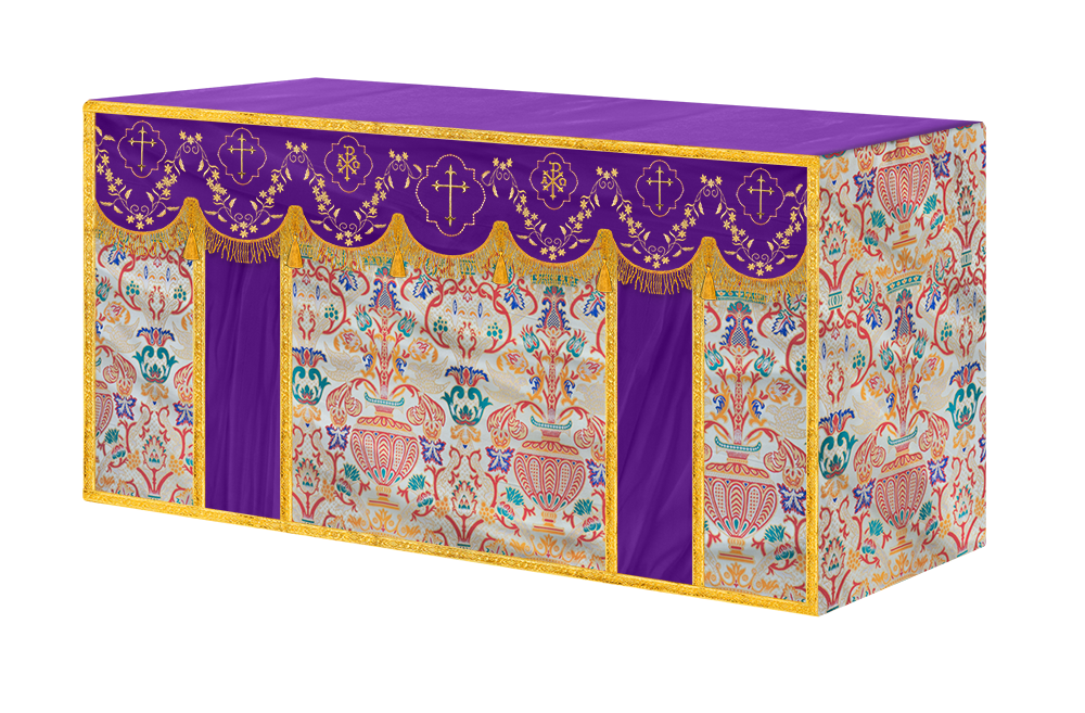 Floral Embroidery Tapestry Altar Cloth with motif
