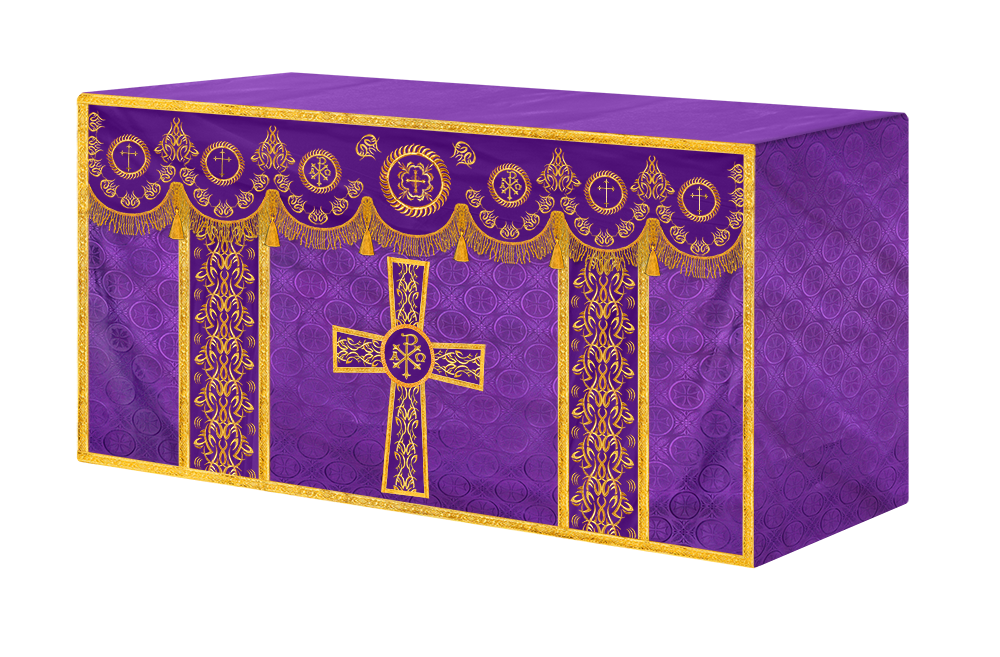 Liturgical Altar Table Cloth with Elegant Embroidery Trims