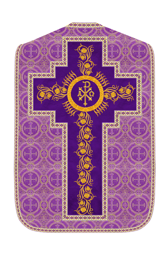 Roman Chasuble Vestment With Grapes Embroidery and Trims