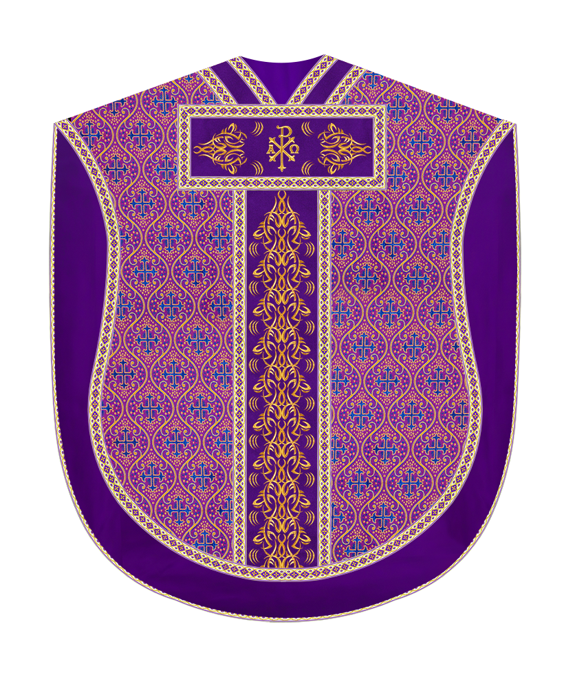 Borromean Chasuble Vestment With Braided Orphrey and Trims