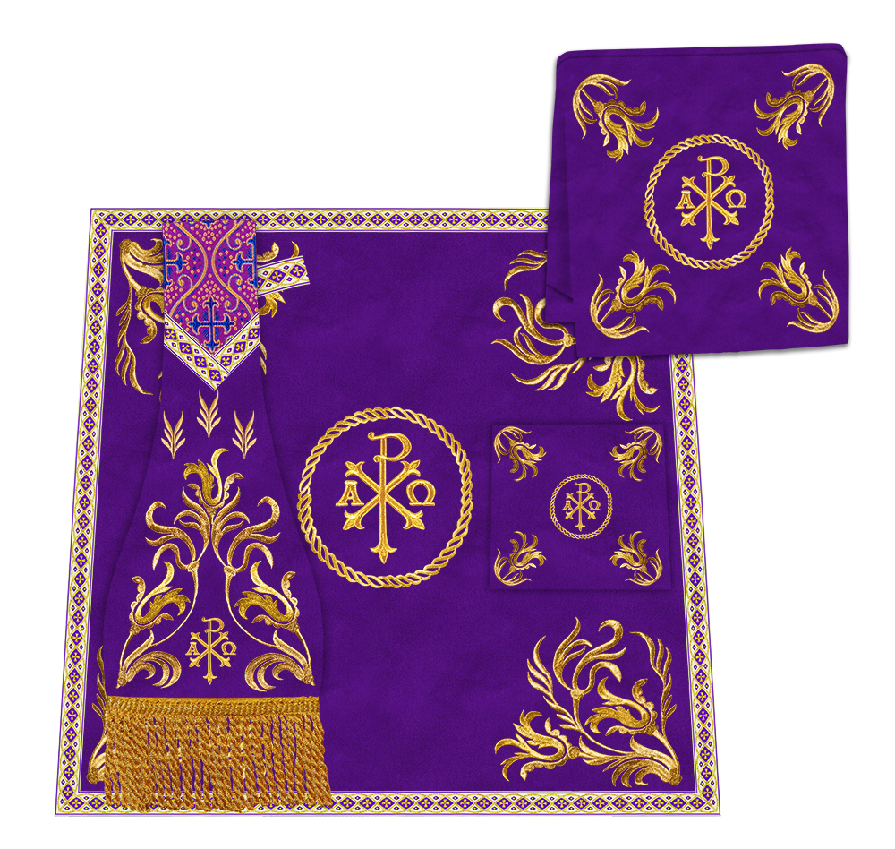 Gothic Chasuble Vestments With Ornate Embroidery And Trims