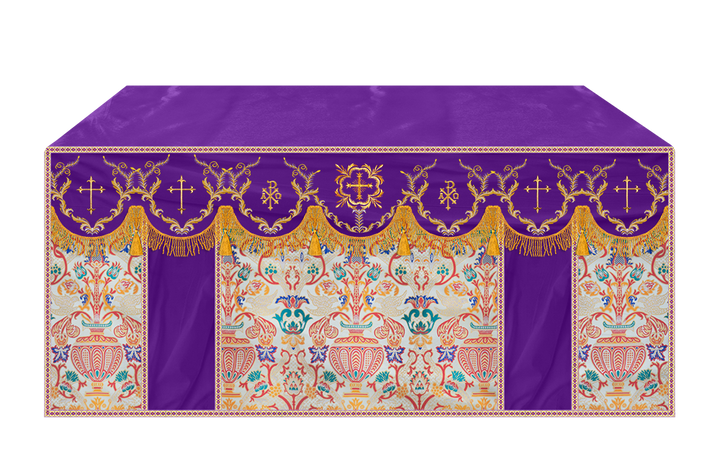 Liturgical Tapestry Altar Cloth with Detailed Embroidered Trims