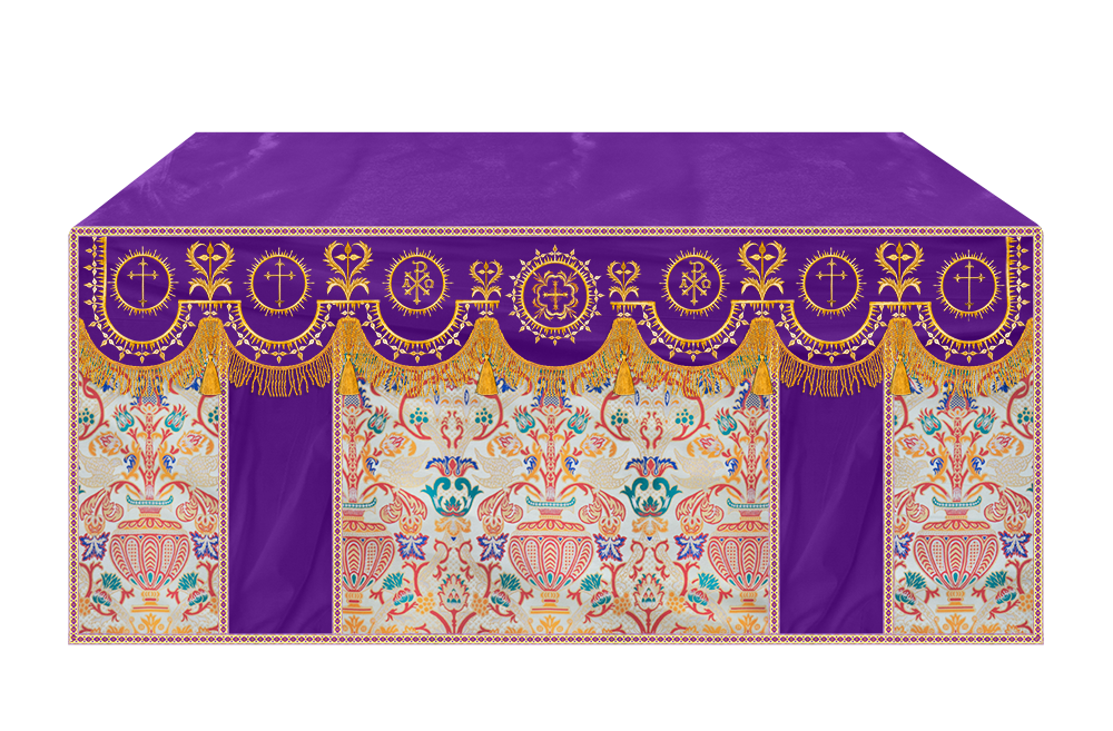 Tapestry Altar Cloth with Elegant Embroidered Trims