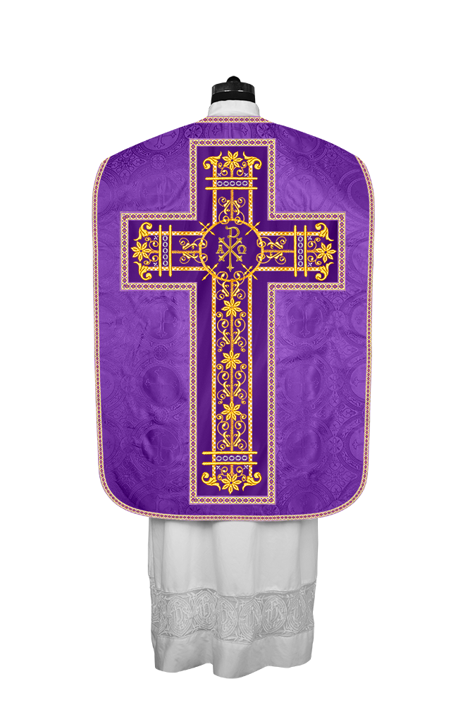Roman Chasuble Vestment Enhanced With Orphrey and Trims