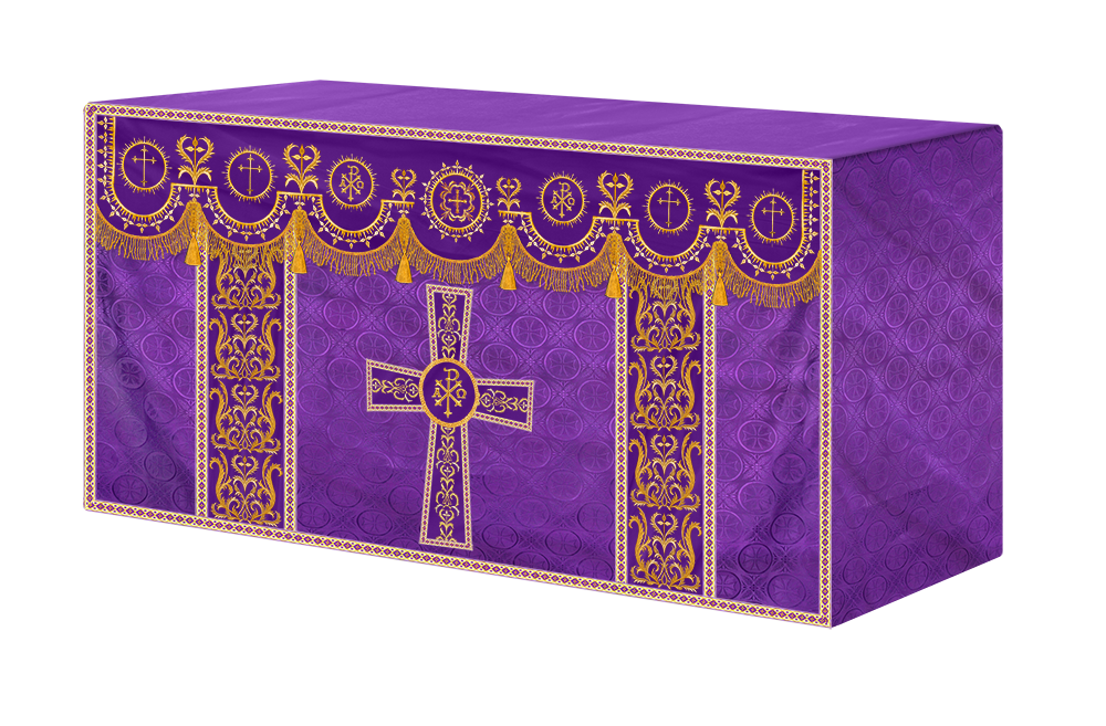 Embroidered Altar Frontal with Ornate Orphrey & Cross Design