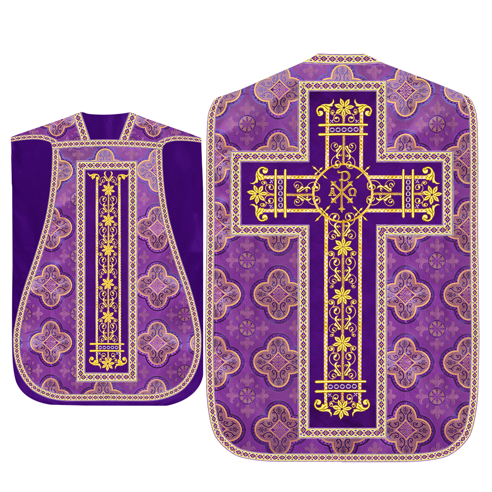 Roman Chasuble Vestment Enhanced With Orphrey and Trims