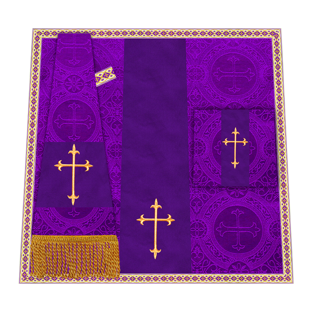 Liturgical Cross Embroidered Mass Set and braided trims