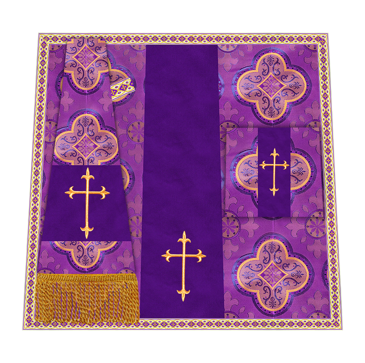 Liturgical Cross Embroidered Mass Set and braided trims