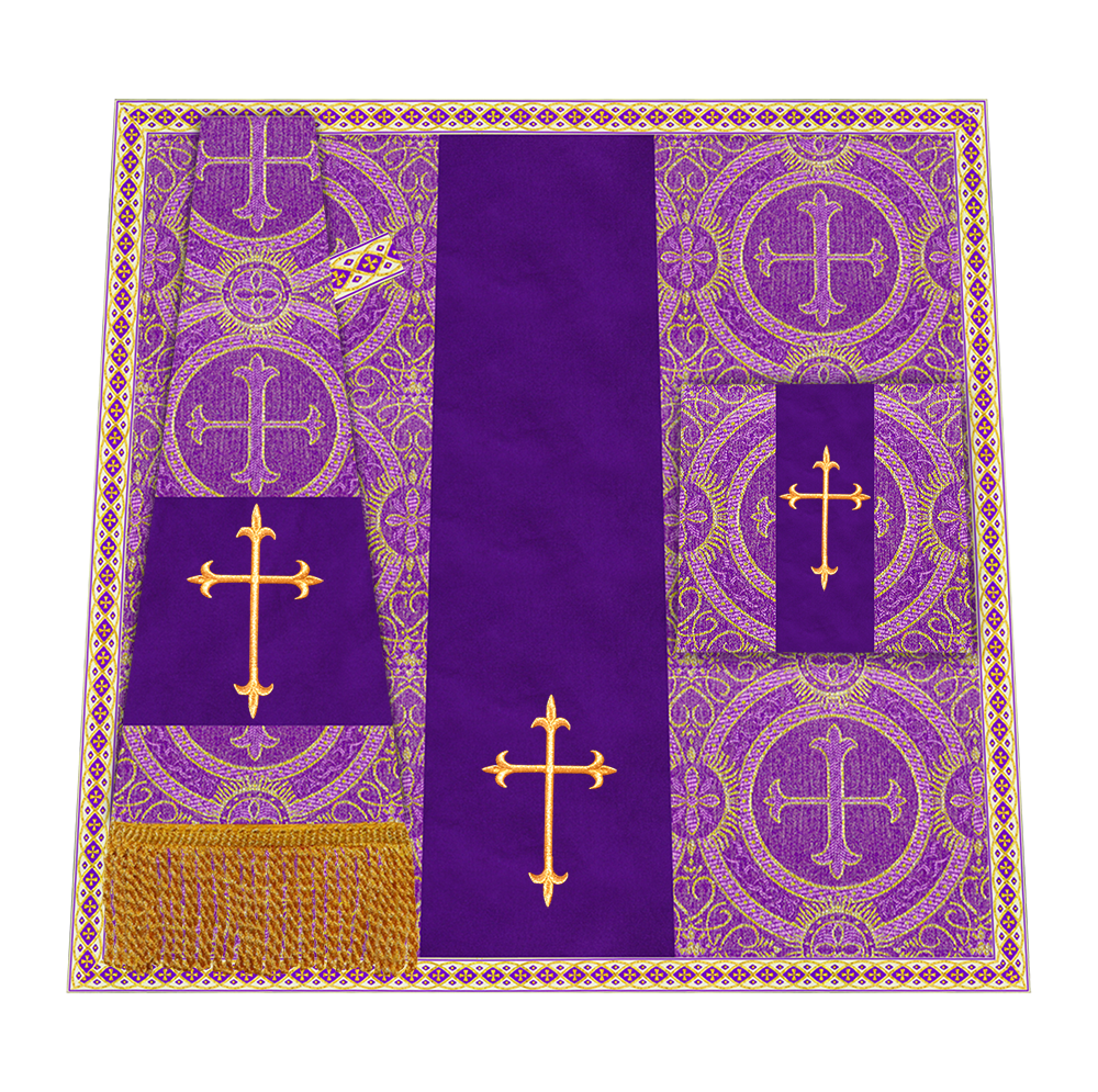 Liturgical Cross Embroidered Mass Set and braided trims