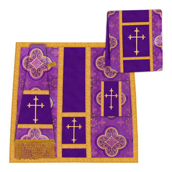 Gothic Chasuble Vestment with Braided Trims and Spiritual Motif