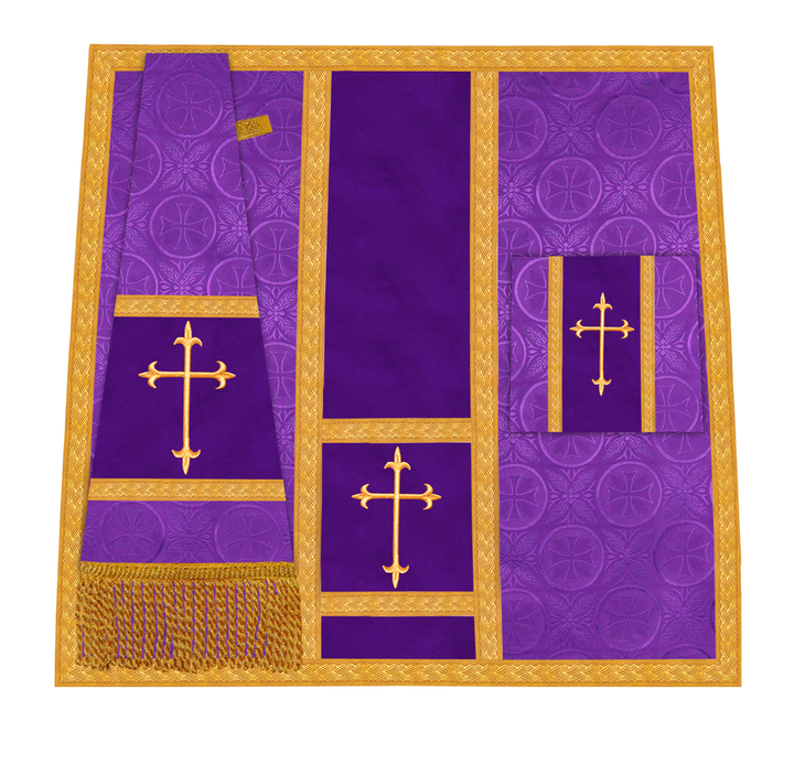 Ornate Gothic Chasuble with embroidered Cross Motif
