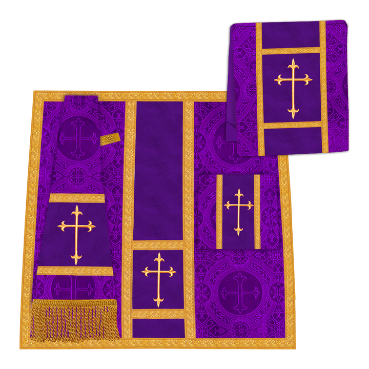 Gothic Chasuble Vestment with Braided Trims and Spiritual Motif