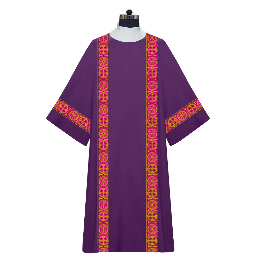 Liturgical Dalmatic Vestment with Ornate Orphrey