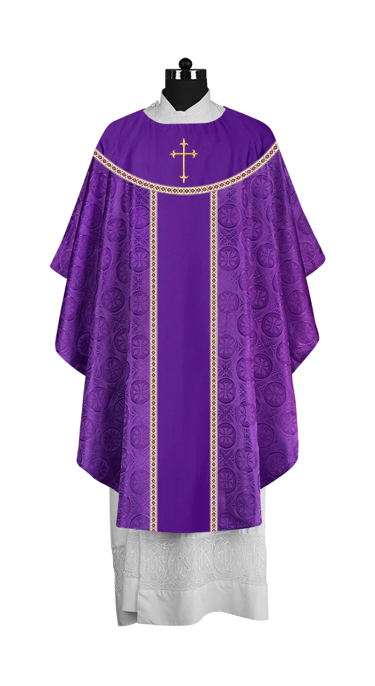 Ornate Gothic Chasuble with embroidered Cross Motif
