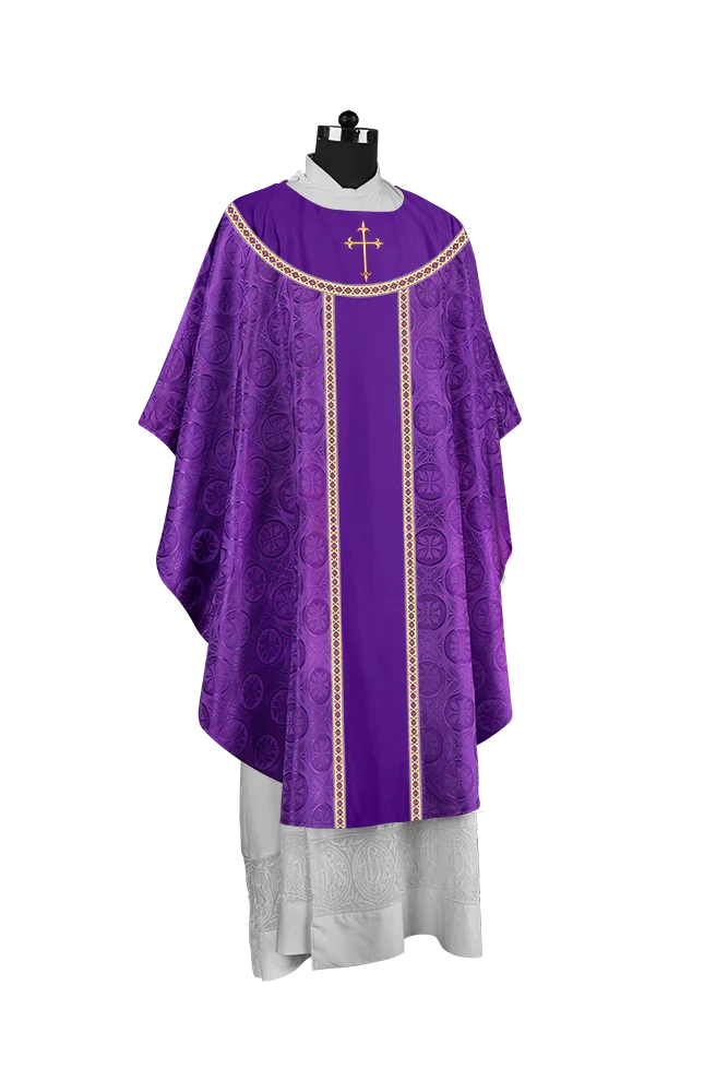 Ornate Gothic Chasuble with embroidered Cross Motif