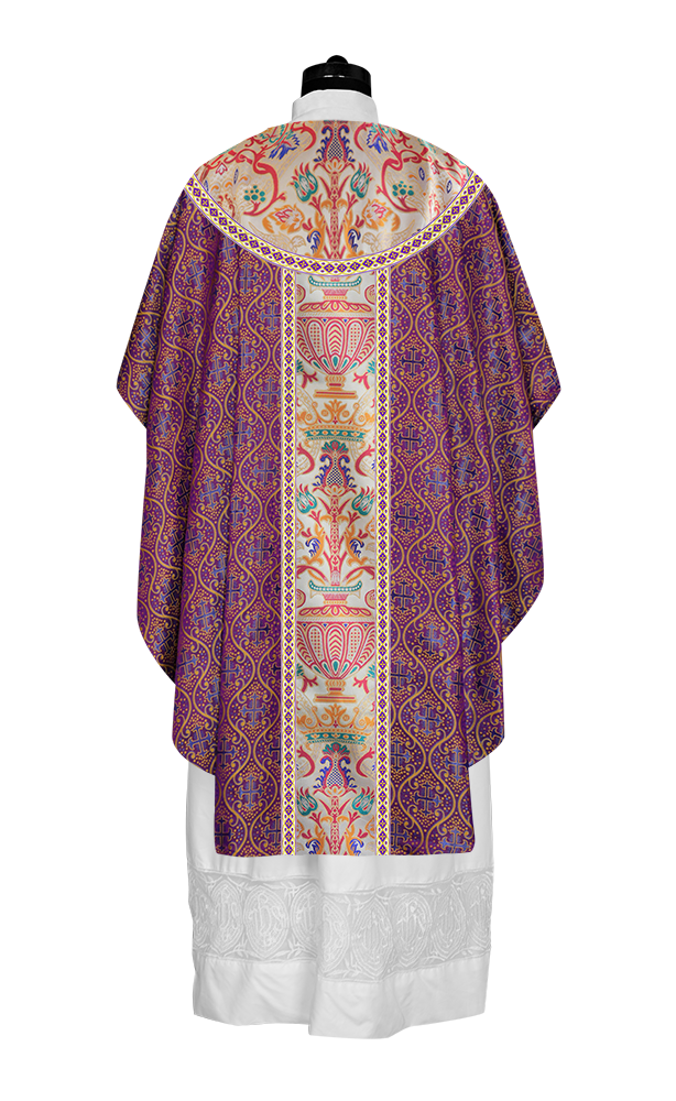 Gothic Chasuble in Coronation Tapestry Enhanced with Orphrey and Trims