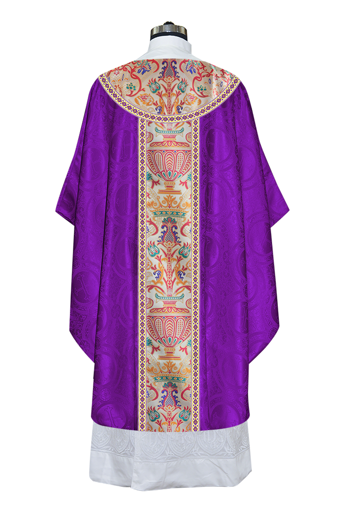 Gothic Chasuble in Coronation Tapestry Enhanced with Orphrey and Trims