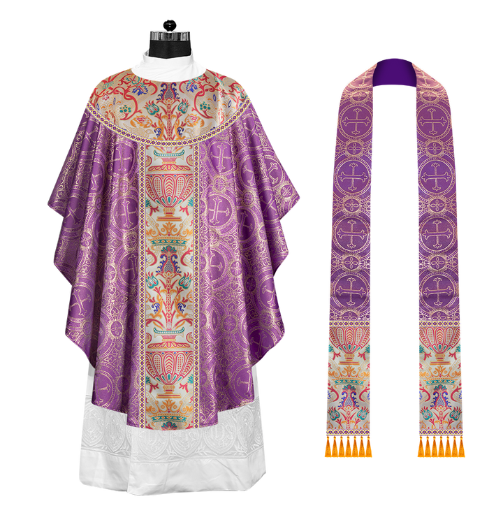 Gothic Chasuble in Coronation Tapestry Enhanced with Orphrey and Trims