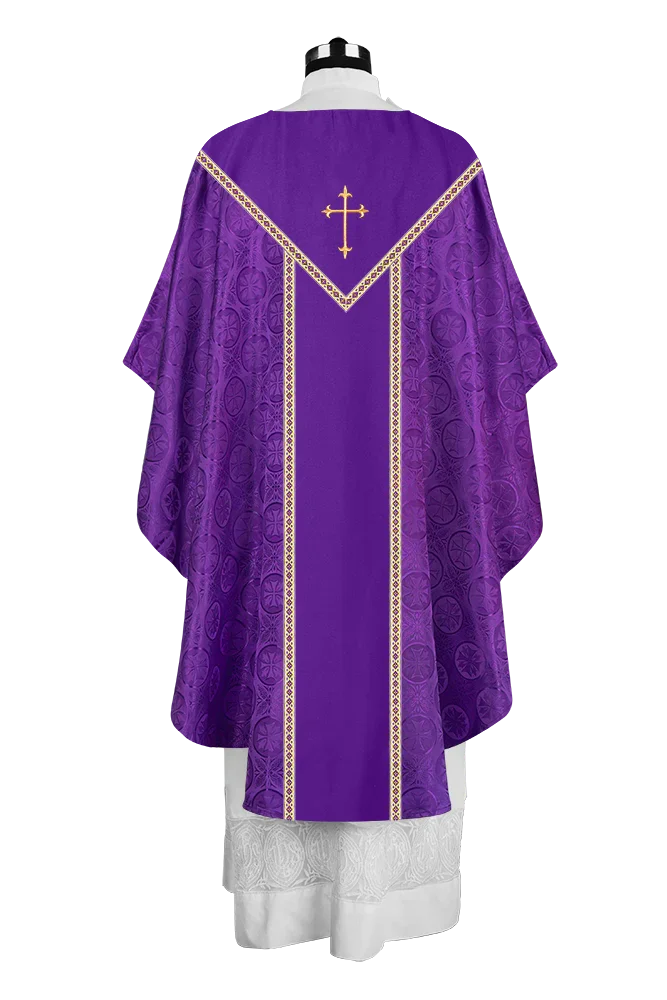 Ornate Gothic Chasuble with embroidered Cross Motif