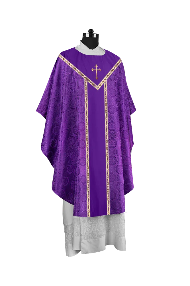 Ornate Gothic Chasuble with embroidered Cross Motif
