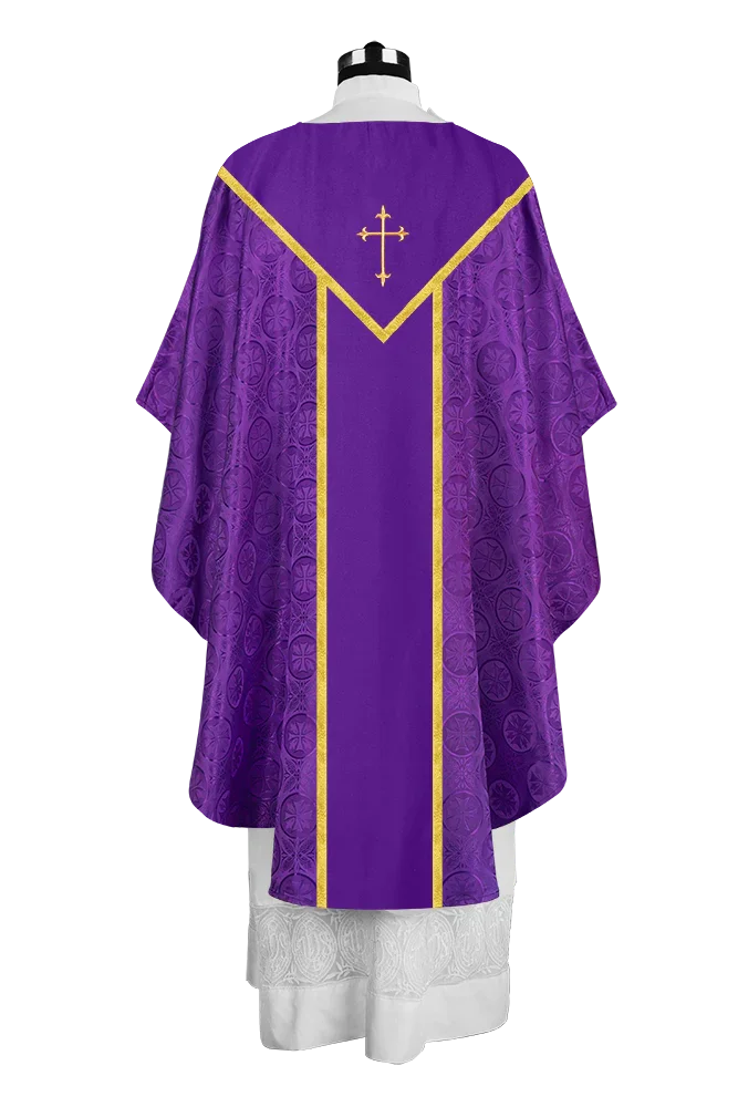 Ornate Gothic Chasuble with embroidered Cross Motif