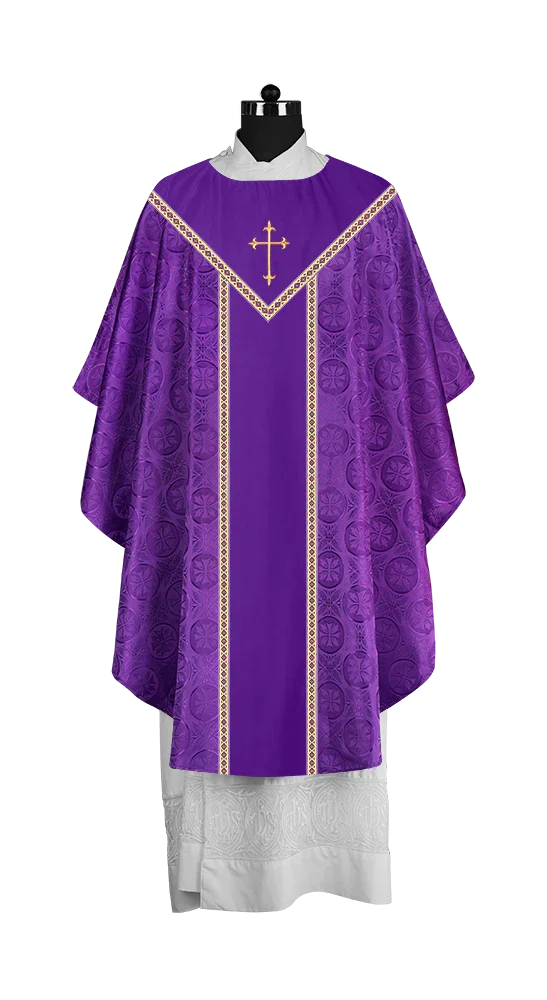 Ornate Gothic Chasuble with embroidered Cross Motif