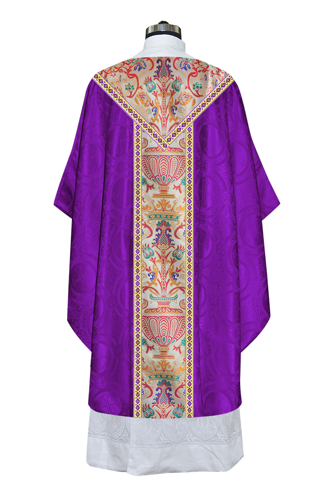 Gothic Chasuble in Coronation Tapestry Enhanced with Orphrey and Trims