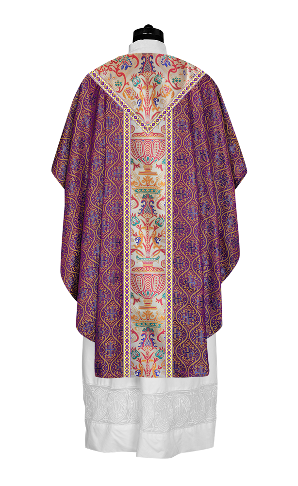 Gothic Chasuble in Coronation Tapestry Enhanced with Orphrey and Trims