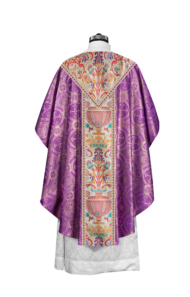 Gothic Chasuble in Coronation Tapestry Enhanced with Orphrey and Trims