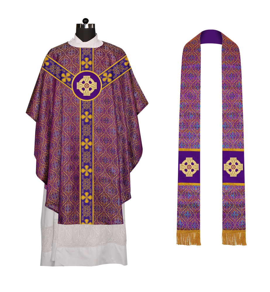 Gothic Chasuble adorned with lace and CEEC Motif