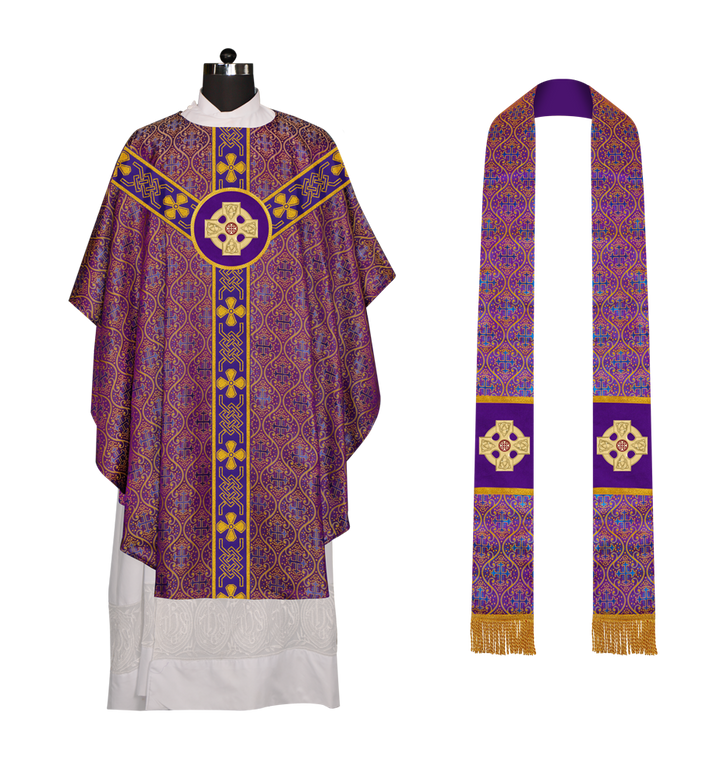 Gothic Chasuble adorned with lace and CEEC Motif