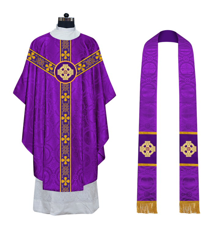 Gothic Chasuble adorned with lace and CEEC Motif