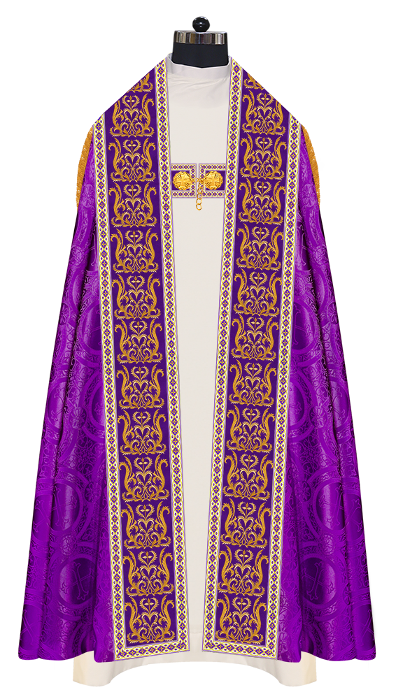 Roman Cope Vestment with Braid Embroidered Orphrey