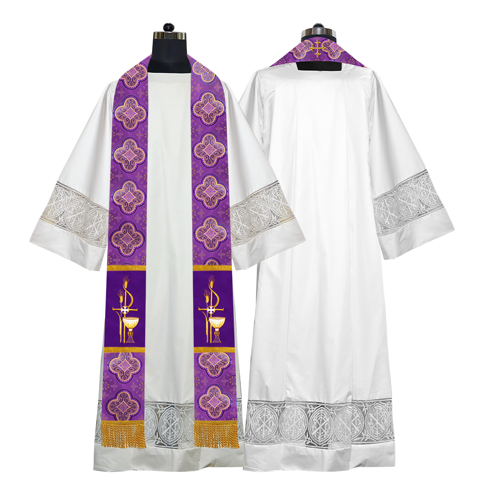 PAX with Chalice Embroidered Priest Stole