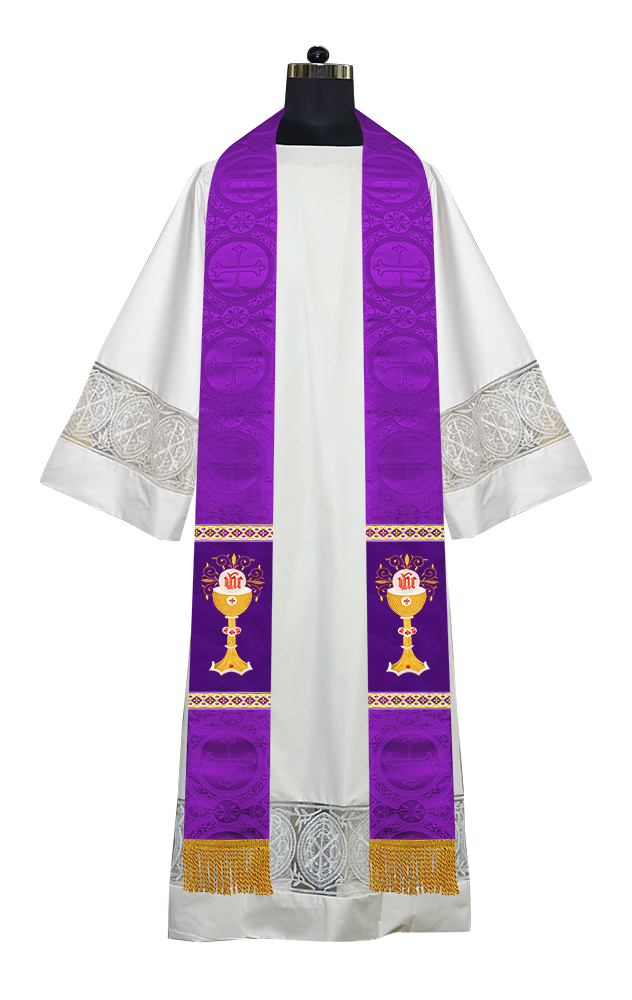 Liturgical Chalice with IHS Embroidered Stole