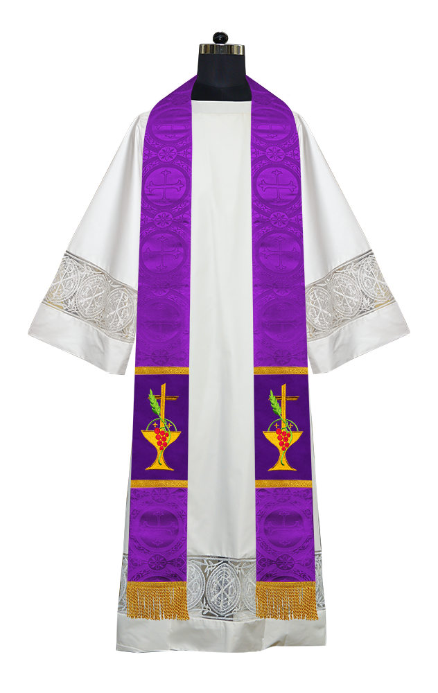 Communion Motif Embroidered Priest Stole