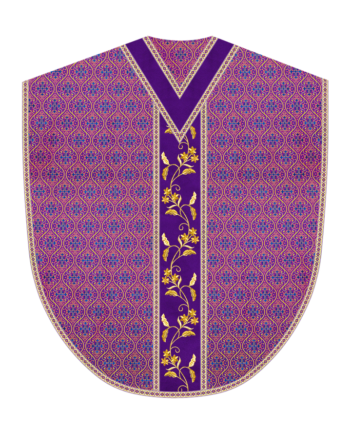 Borromean Chasuble Vestment Ornated With Floral Design and Trims