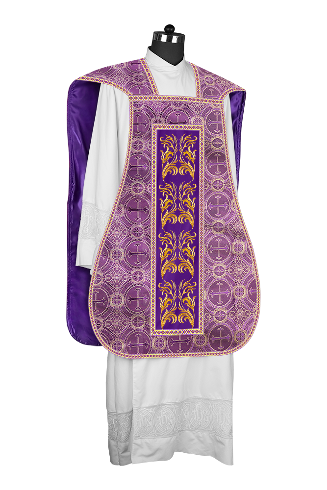 Roman Chasuble Vestment With Woven Braids and Trims
