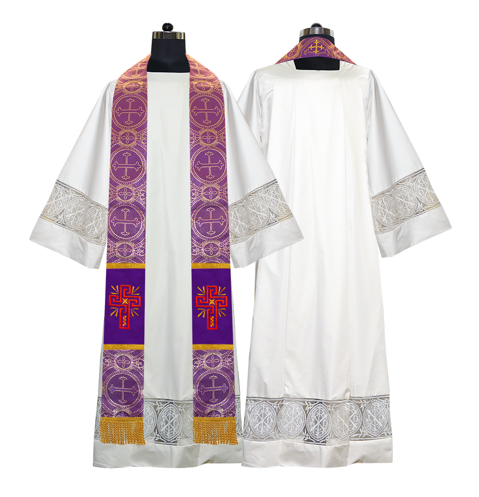 Set of 4 Glory Cross Embroidered Priest Stole