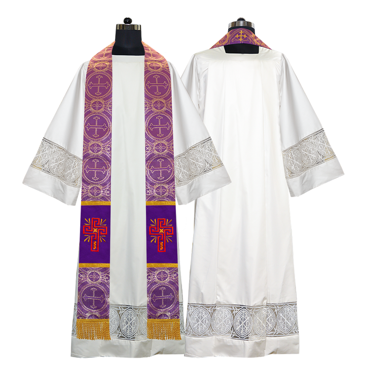 Set of 4 Glory Cross Embroidered Priest Stole