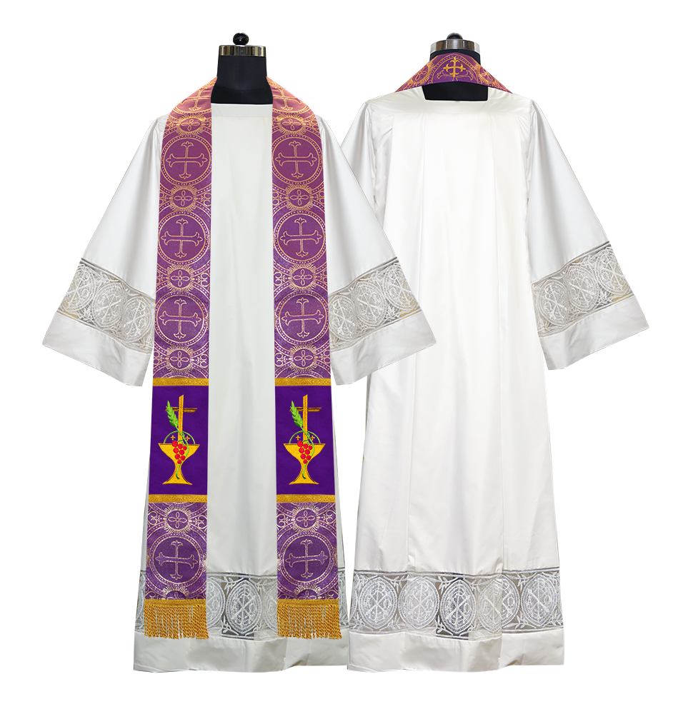 Communion Motif Embroidered Priest Stole